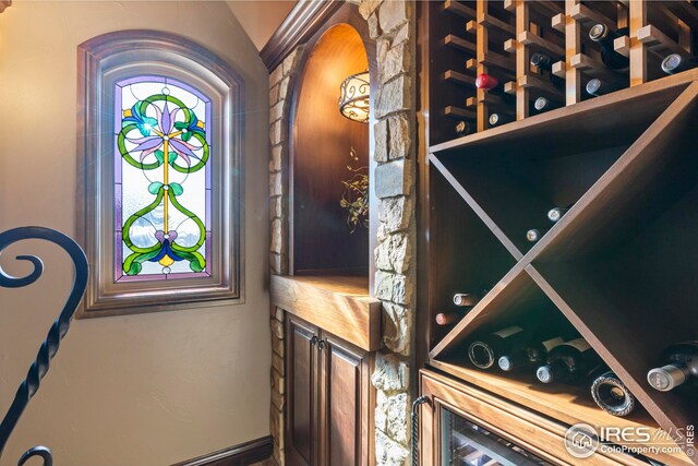 view of wine cellar
