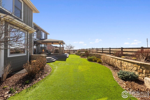view of yard featuring a fenced backyard and a deck