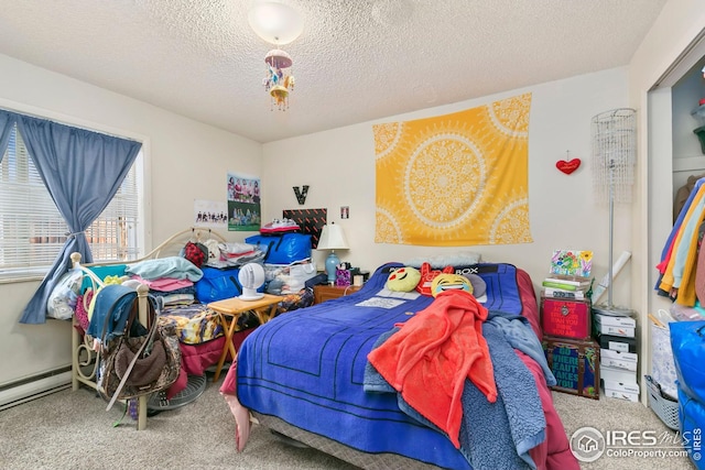 bedroom with a textured ceiling