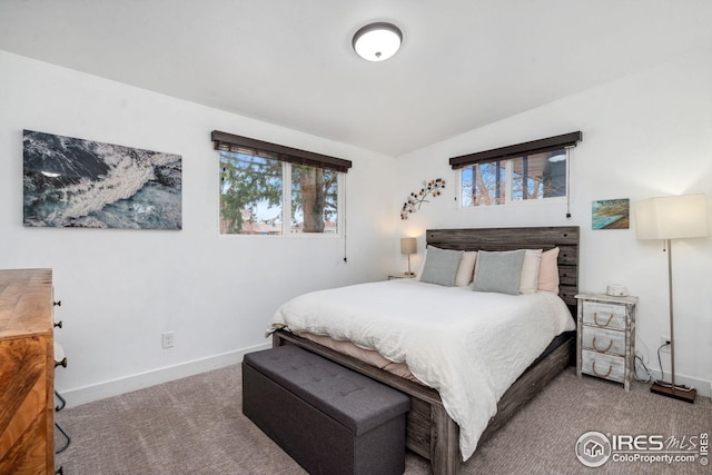 carpeted bedroom with baseboards and multiple windows