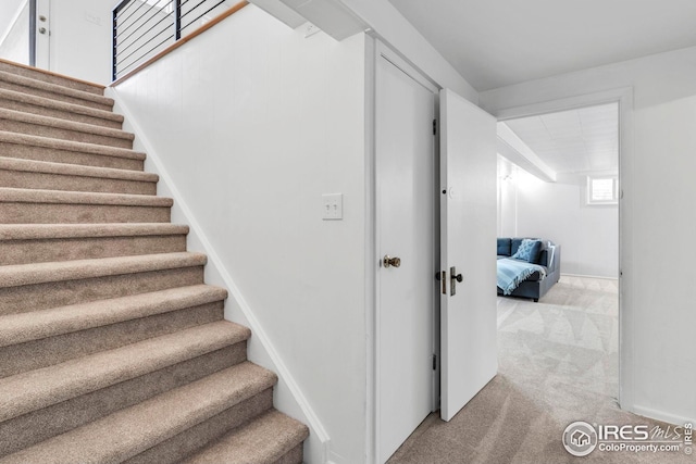 stairs with carpet floors