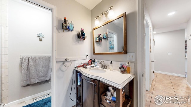 2706 Balmoral Ct, Fort Collins, CO 80525 - bathroom with recessed lighting, tile patterned floors, baseboards, and vanity