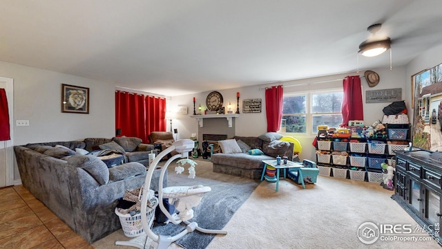 2706 Balmoral Ct, Fort Collins, CO 80525 - living room with a ceiling fan and a fireplace