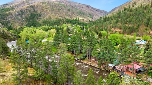 198 Poudre River Rd, Bellvue, CO 80512 - drone / aerial view with a mountain view