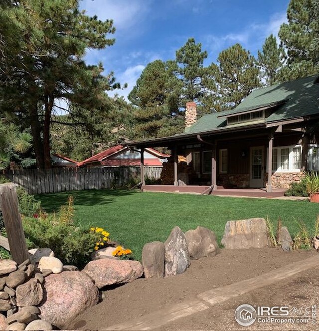 198 Poudre River Rd, Bellvue, CO 80512 - view of yard with a patio and fence private yard