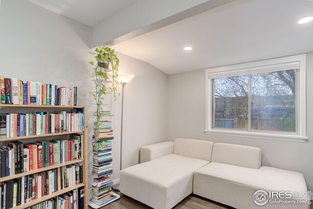 living area featuring recessed lighting and wood finished floors