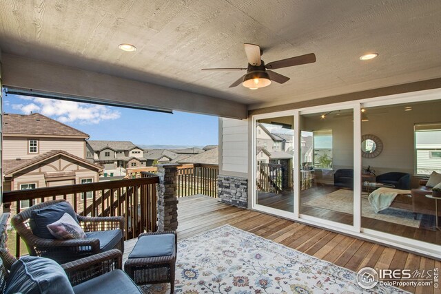 16335 Spanish Peak Way, Broomfield, CO 80023 - deck featuring a residential view and ceiling fan