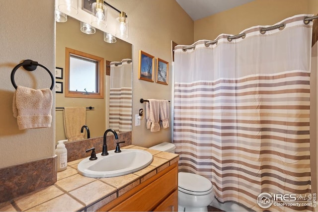 9 Mummy View Ct, Livermore, CO 80536 - full bathroom featuring a textured wall, toilet, vanity, and a shower with curtain