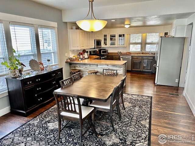 506 E 1st Ave, Otis, CO 80743 - dining space featuring baseboards and dark wood-style floors