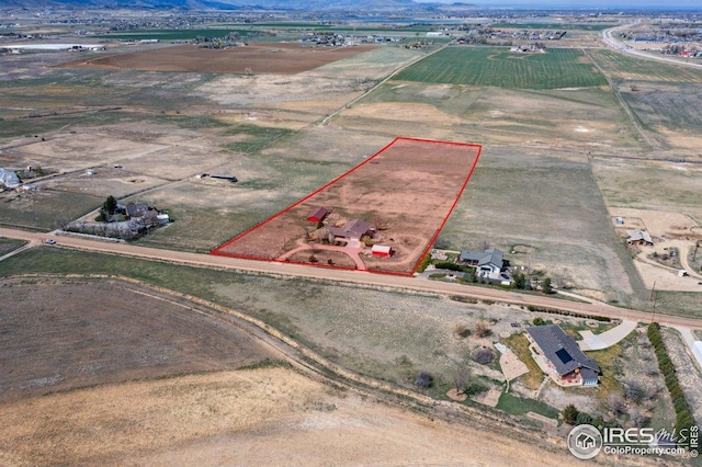 aerial view of sparsely populated area with property boundaries highlighted