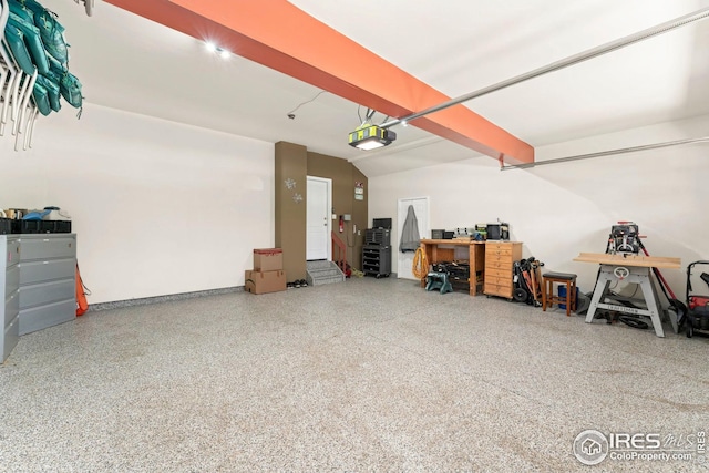 garage with a garage door opener