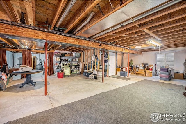 view of unfinished basement
