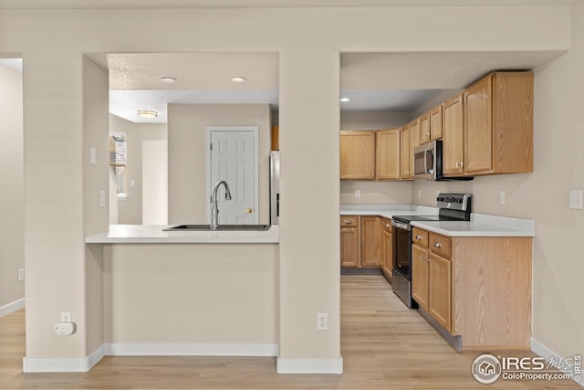 2930 W Stuart St Unit 27, Fort Collins, CO 80526 - kitchen with stainless steel appliances, light wood finished floors, baseboards, and a sink