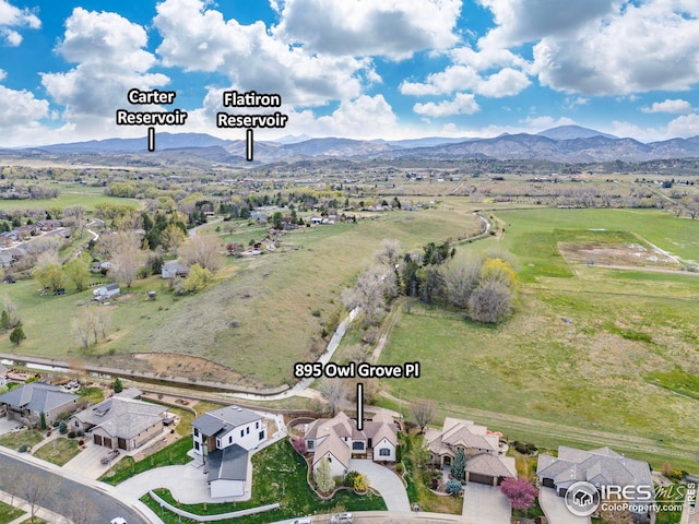birds eye view of property featuring a residential view and a mountain view