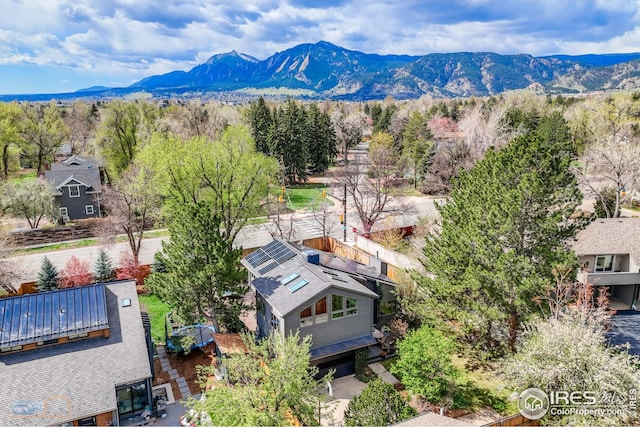 aerial view with a mountain view