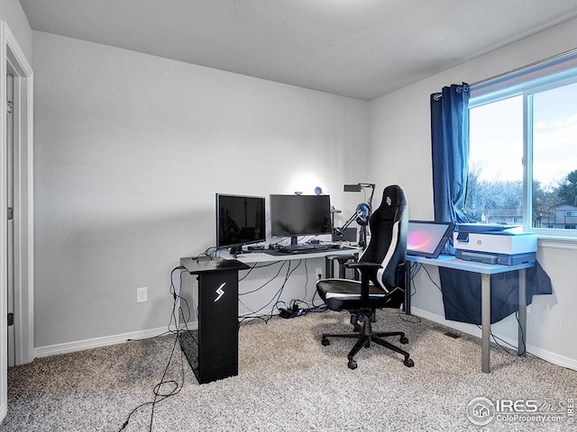 office with carpet floors and baseboards