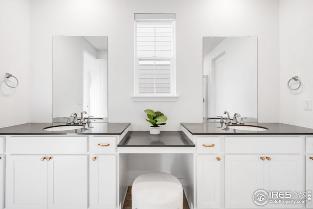 bathroom featuring two vanities and a sink