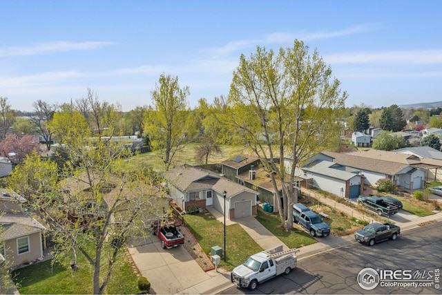 bird's eye view featuring a residential view