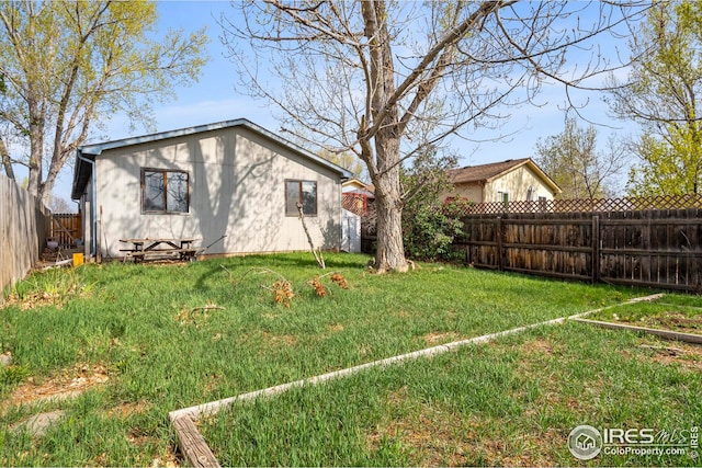 view of yard with a fenced backyard