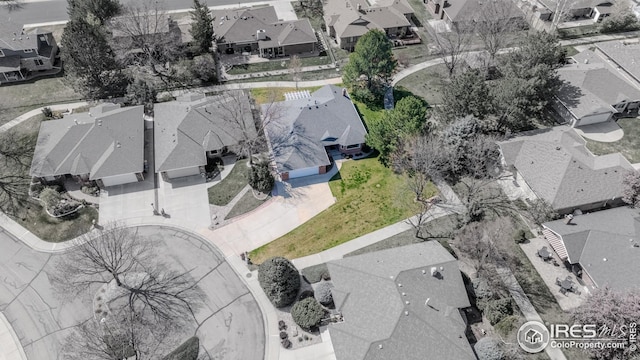 aerial view featuring a residential view