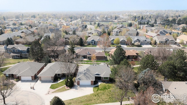 bird's eye view with a residential view