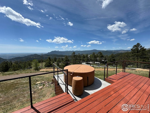 deck featuring a mountain view