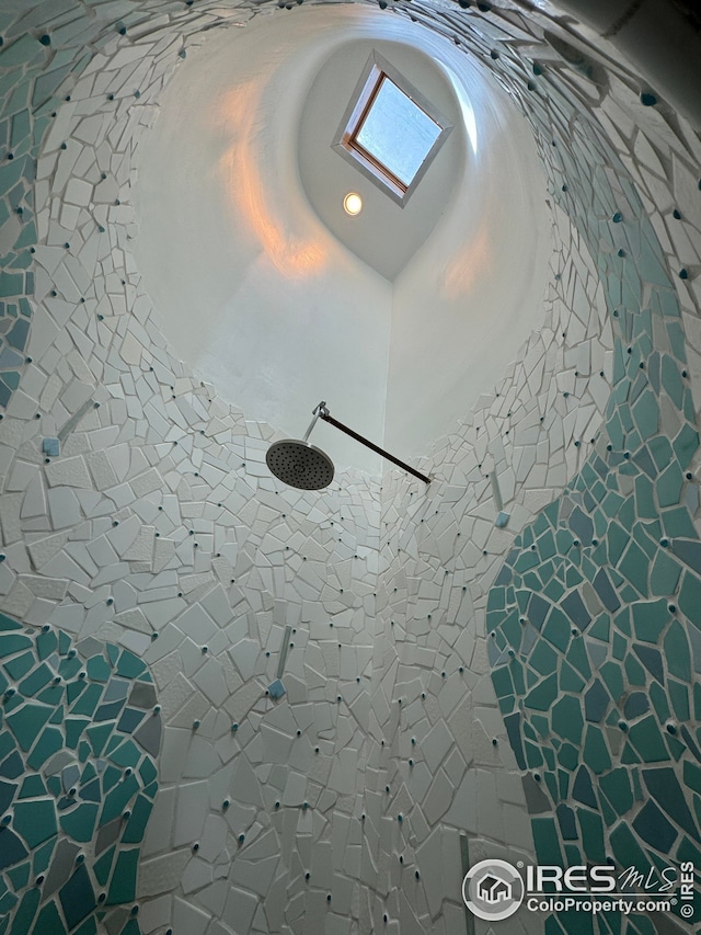 interior details with tiled shower