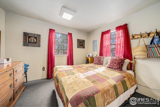bedroom with carpet flooring and multiple windows