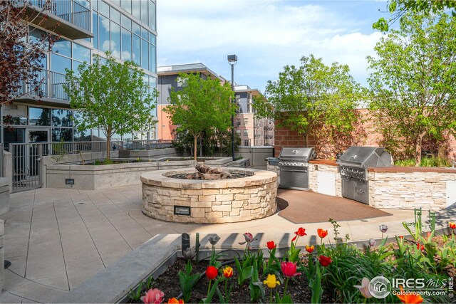 1700 Bassett St Unit 1808, Denver, CO 80202 - view of patio / terrace featuring a fire pit, grilling area, and area for grilling