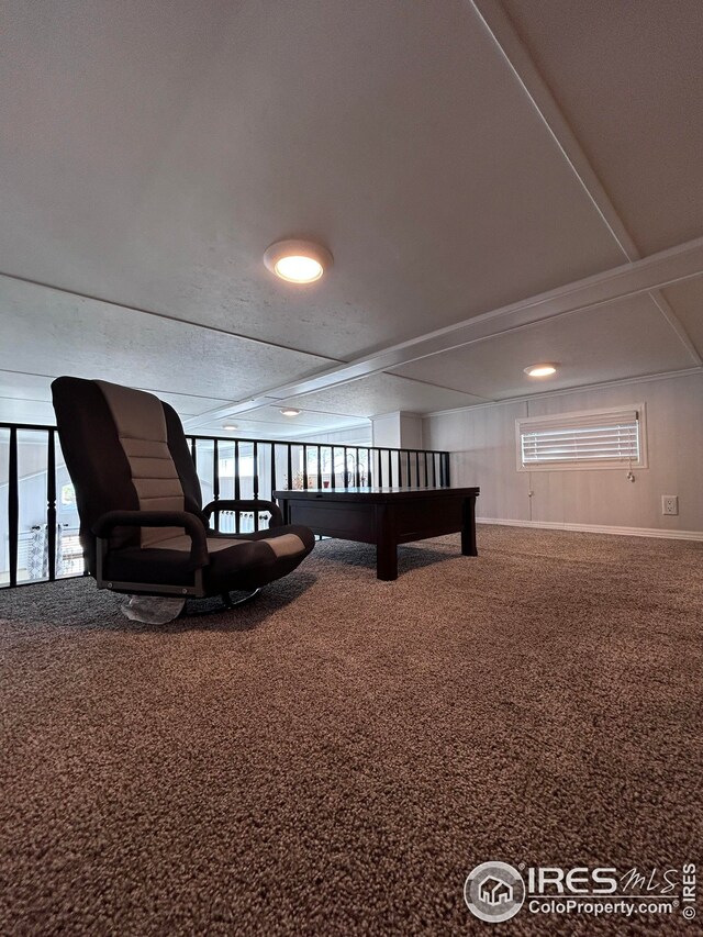 interior space with carpet floors, plenty of natural light, baseboards, and recessed lighting