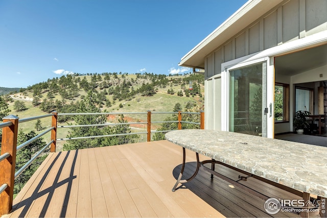 deck featuring a mountain view
