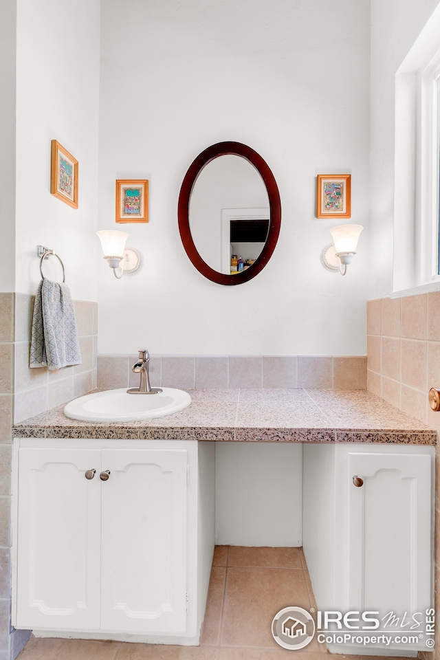 bathroom featuring vanity and tile patterned floors