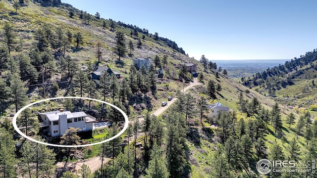 birds eye view of property featuring a mountain view