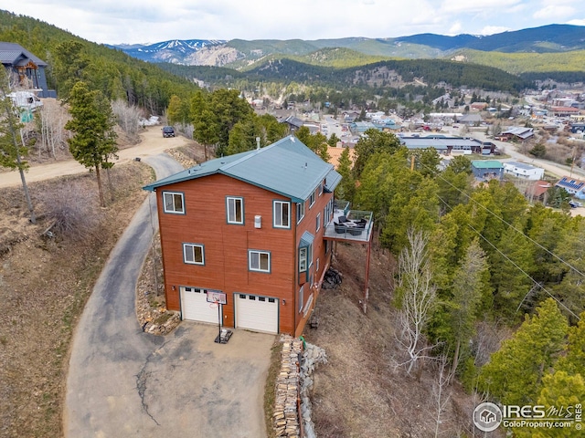 drone / aerial view with a mountain view
