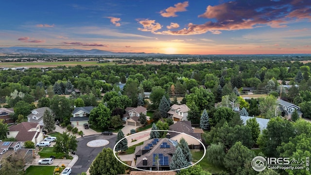 view of aerial view at dusk