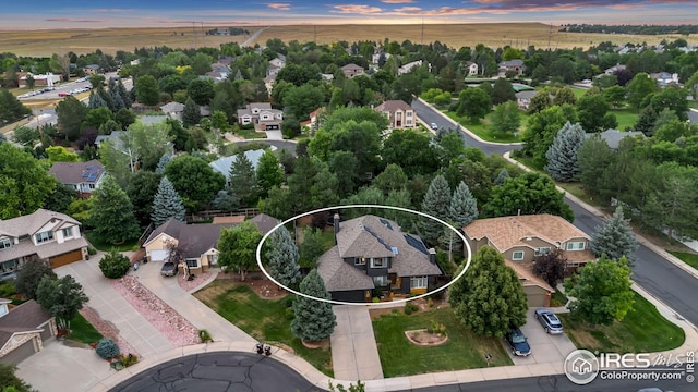 aerial view with a residential view