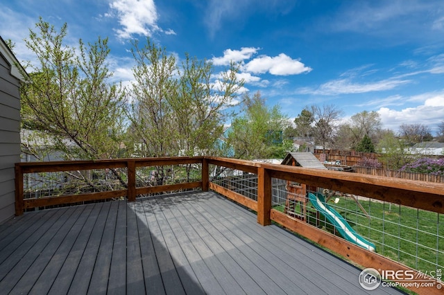 deck with a playground