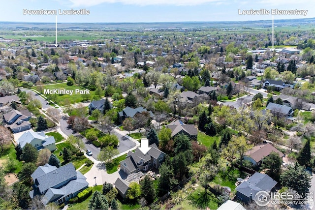 bird's eye view with a residential view