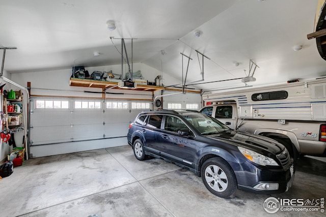 garage with a garage door opener