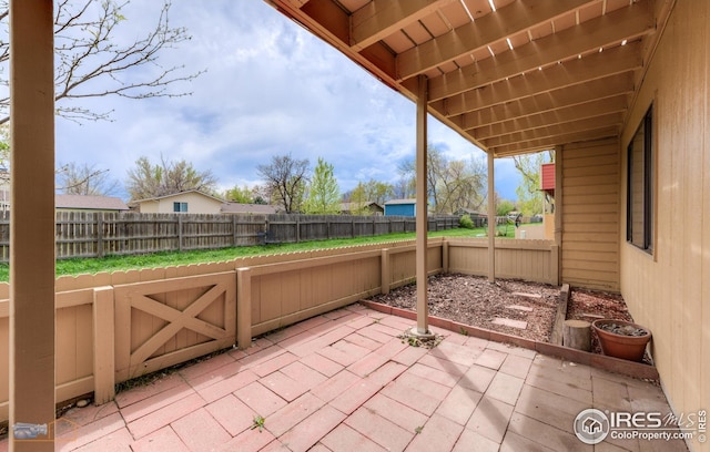 view of patio with a fenced backyard