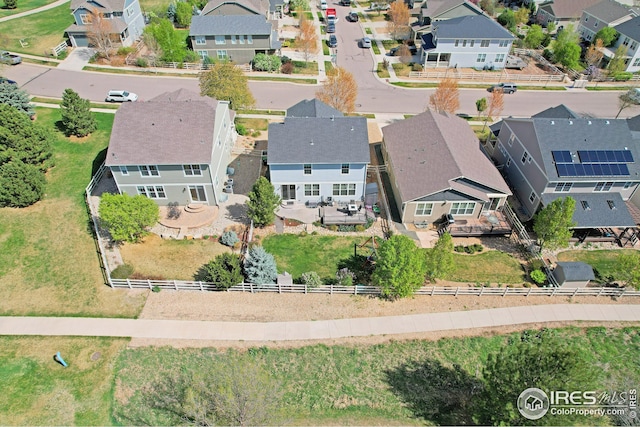 aerial view with a residential view