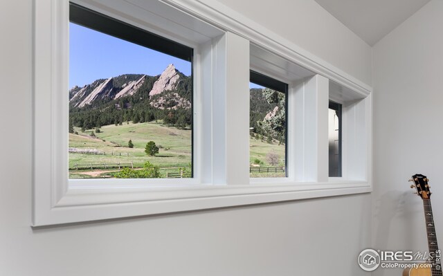 exterior details featuring a mountain view