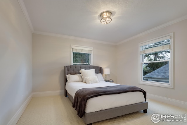 709 Baseline Rd, Boulder, CO 80302 - carpeted bedroom with crown molding and baseboards