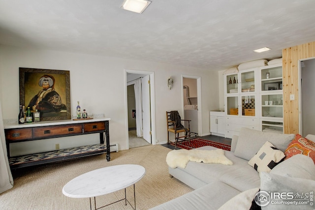 view of carpeted living area