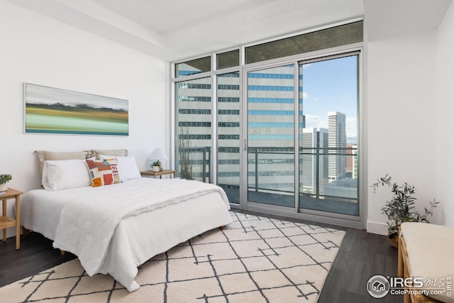 2001 Lincoln St Unit 2113, Denver, CO 80202 - bedroom with wood finished floors, access to exterior, multiple windows, and baseboards