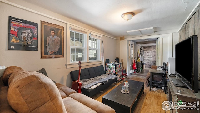 living area featuring wood finished floors