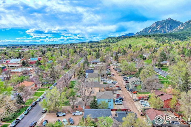 aerial perspective of suburban area with mountains