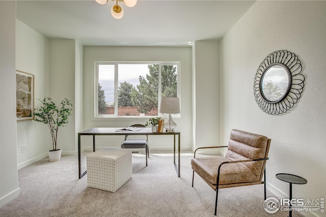 office with carpet floors and baseboards