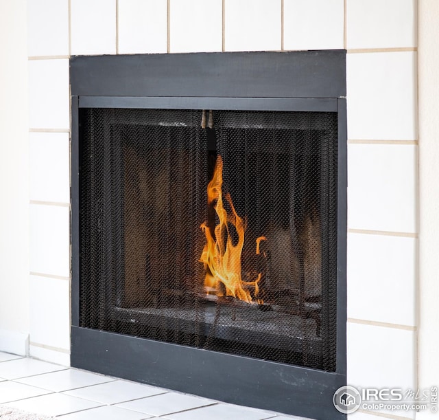 detailed view of a fireplace