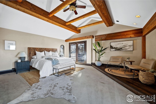 229 Albion St, Denver, CO 80220 - bedroom featuring carpet floors, access to exterior, recessed lighting, a skylight, and baseboards